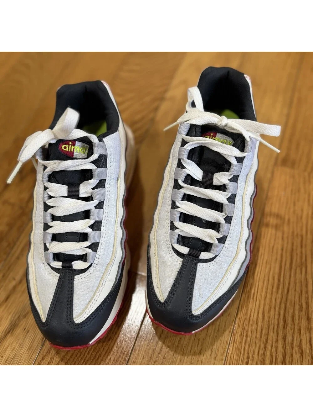 Size 6.5 Y Nike Air Max 95 Youth White Hot Pink Volt Black Running Shoes/ Wmns 8